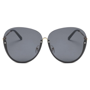 

Black New Women Fashion Big Transparent Personality Oversized Metal Rimless Sunglasses, Multicolor