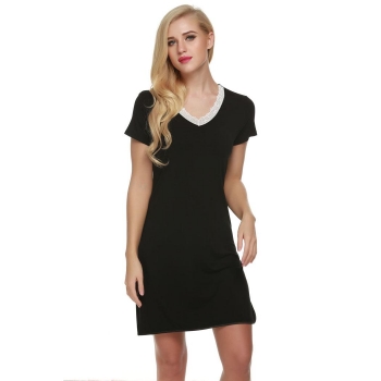 

Ekouaer Women V-Neck Sleep Lounge Shift Dress Short Nightgown, Multicolor