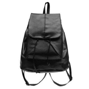 

New Artificial Leather School Bag Shoulder Bags Rucksack Travel Satchel Soft Backpack, Black